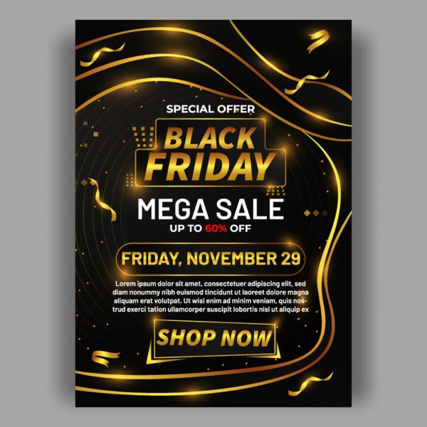 example of a poster featuring a black friday sale in black and gold colors