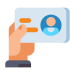icon presentation of a person holding a business card