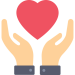 icon representation of two hands holding a heart